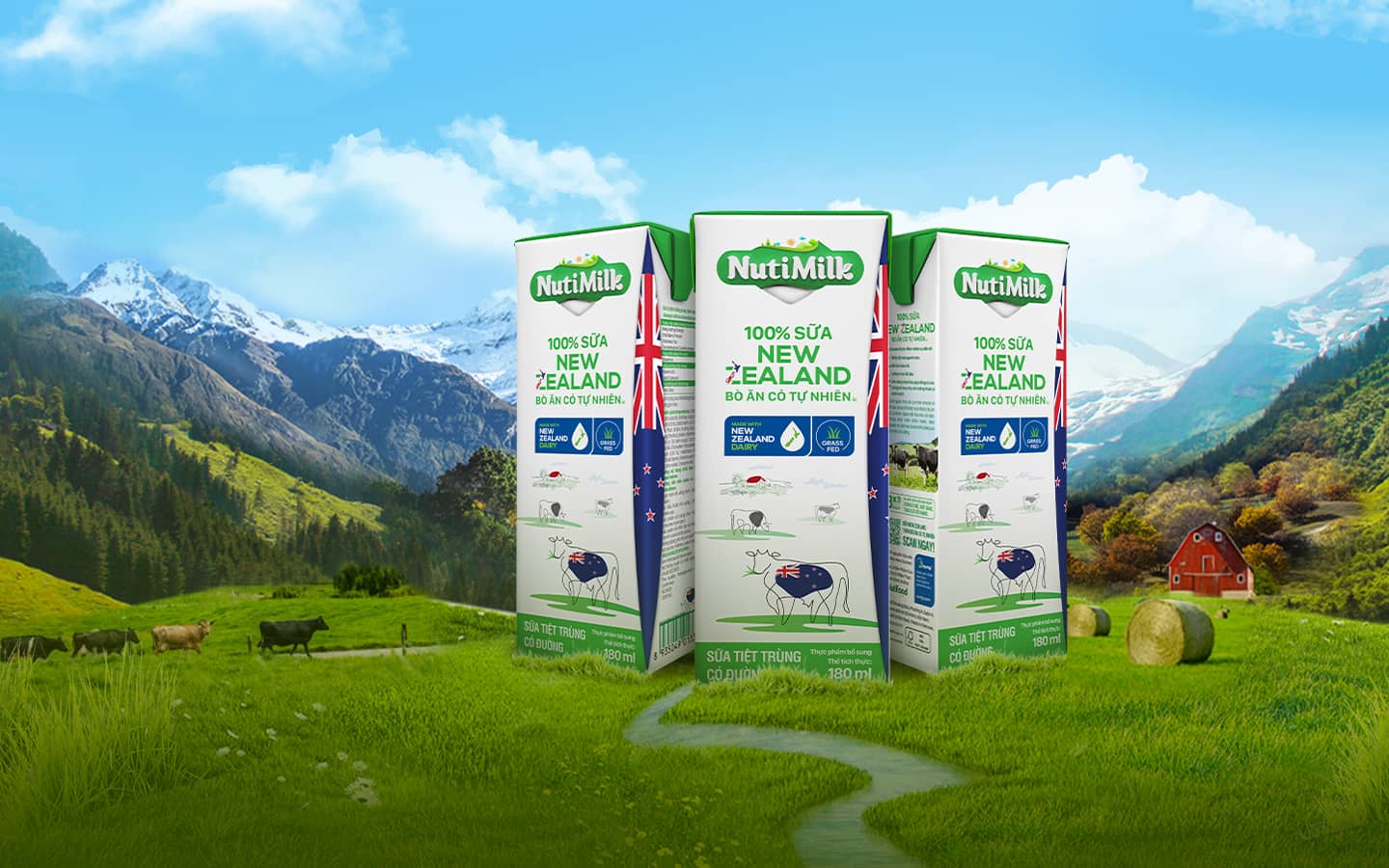 NutiMilk <br> - 100% Sữa New Zealand bò ăn cỏ tự nhiên